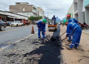 Águia Branca passando por processo de reconstrução asfáltica após intervenções da CESAN